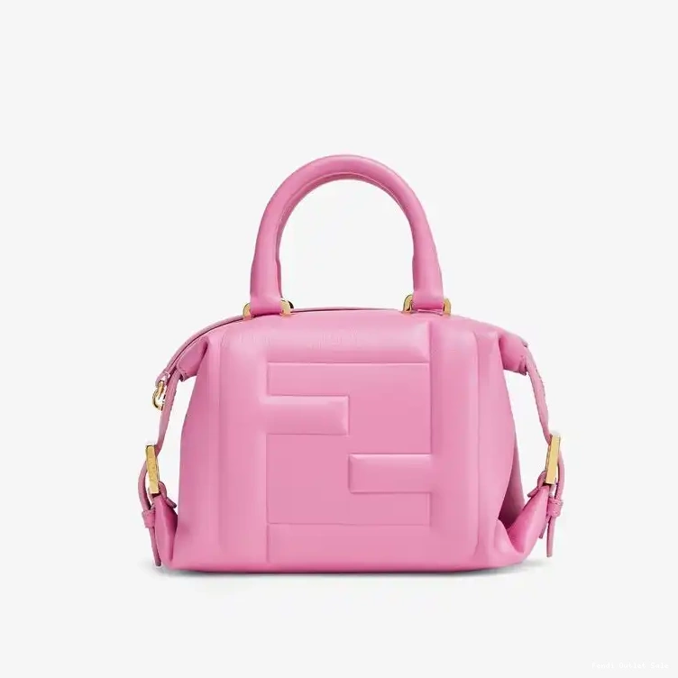 Affordable Leather Cube Bag In Fendi FF Mini Nappa Pink 0519